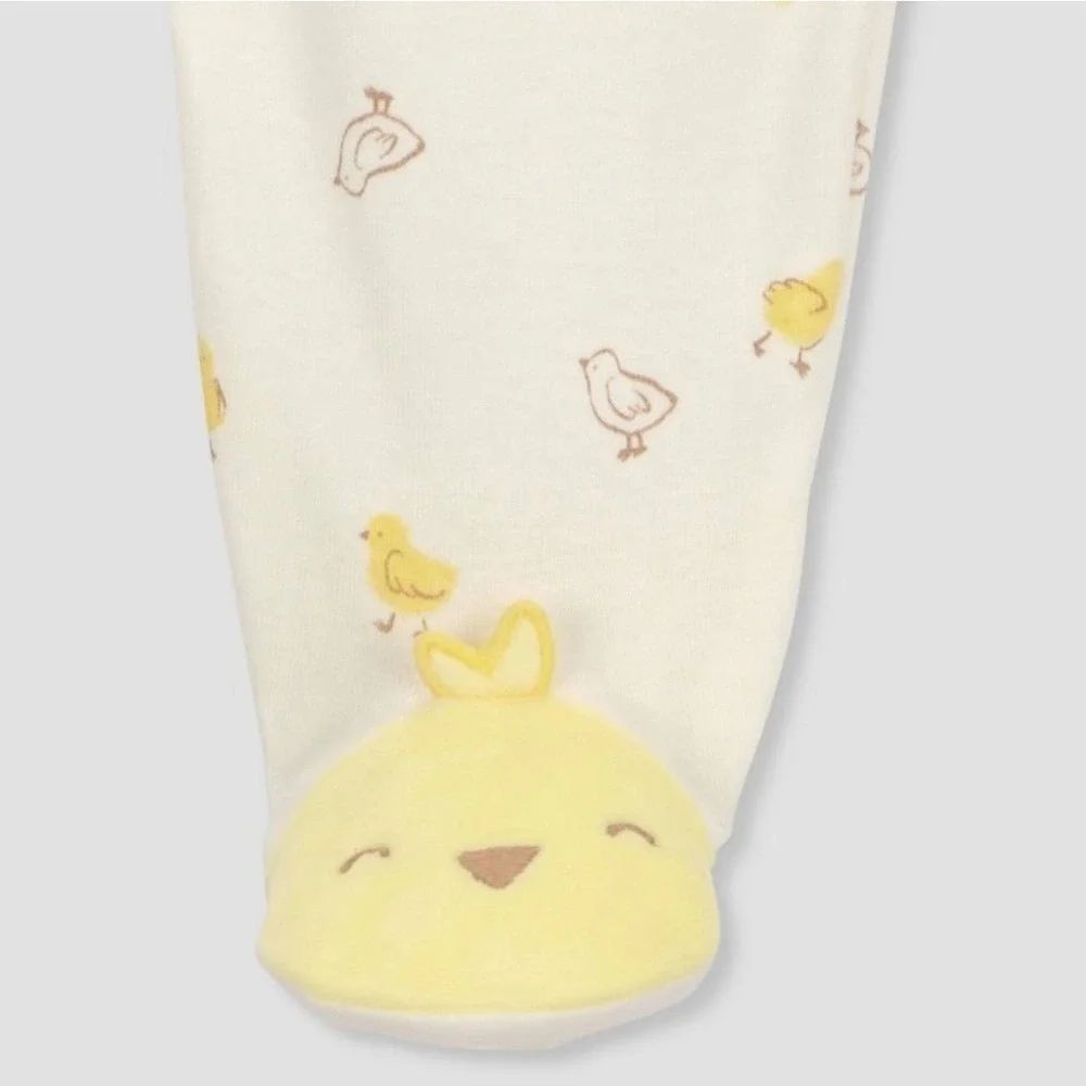 Just One You‎ by Carters Baby Pajama Set White Yellow Chick Print Footed PJs NEW